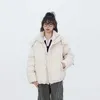 Kadın Trençkotları Aşk Nakışları Gevşek Sıcak Gery Parka Pamuk Ceket Kadın Karda Dış Giyim Kalın Kapüşonlu 2024 Kış Sokak Giyseni Koreli