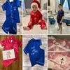 2024 Red Custom Silk Pyjamas Solid Kids Pajamas Sets 2Pcs Children's Boy Girl Pjs Clothes Toddler Personalized Sleepwear Gifts 240118