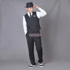 Popping Street Dance performance suit men Hip Hop suit locking vest machine dance Clothing street dance Stage suits Vest + pants + Tie