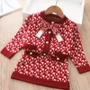 Girls Luxury 2st Knitting Set Princess Classic Clothes Winter Sweater Kjol Birthday Uniform för 18 års barnvagnar 240129