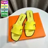 Lyxdesigner Sandaler tofflor med lådor Flat Slides Women Sandale Shoes äkta läder Sandal Summer Flip Flops Sliders Famous Womens Beach Slide Party Slipper