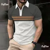 MenS Polo Shirt Stripe Print Simple Male Clothing Summer Casual Short Sleeve Loose Oversize Fashion Breath Sweatshirt 240119