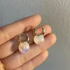 Pendientes de aro 1 par de perlas de imitación para regalo de mujer exquisito pendiente colgante geométrico Irregular de moda joyería de boda