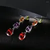 Boucles d'oreilles pendantes de haute qualité, Design à la mode, bijoux de mariée en zircone cubique, belle goutte, accessoire de concours de fête, E-064