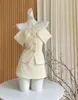 Work Dresses Korean Elegant Two Piece Set Women Off Shoulder French Retro Shorts Skirt Suit Female Summer Office Lady Sweet Slim 2024
