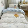 Ensembles de literie doux bleu amour coeur imprimé ensemble pour fille adulte enfant couverture de lit et taies d'oreiller 3/4 pièces couette linge doux