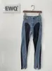 EWQ Women Streetwear Splice Jeans Autumn Female Fashion Patchwork Contrast High Waist Split Denim Pencil Pants 240123