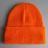 Effen Skull Cap Gebreide Hoeden Winter Warme Manchet Beani voor Heren Dames Oranje Geel Zwart Donkergroen Beige8331069