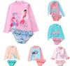 16 styles kids twoPieces long 3D Mermaid Pineapple flamingos swimwear girls bodysuit Swimsuits kid bikini ruffle Beach Sport bath9898968