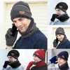 Berets 3Pcs Winter Beanie Hat For Men Knitted Cap Women Thick Wool Neck Scarf Balaclava Mask Bonnet Gloves Set