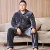 Men's Sleepwear Large Size Warm Men Winter Fleece Pajamas Man Thick Flannel Pajama Set Velvet Nightwear Home Cloths Fashion Pijama