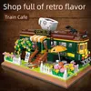 Blokken 1081pcs Mini Stad Street View Trein Koffie Huis Bouwstenen Bloem Cafe Hoek Cijfers Bricks Speelgoed Voor kinderen Geschenken