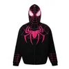 Męskie bluzy bluzy Y2K emo Womens Street Clothing Spider Web Red Zippe Blakiego Blunge Extra Gothic Harajuku Alt Jacket T240217