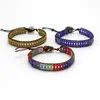 Charm Bracelets 5PCS Fashion Glass Column Beads Handwoven Adjustable Multicolor Men And Women Jewelry Travel Festival Gift Bangle