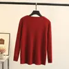 V-Neck Small Bow Decorate Sweater Womens Plus Size Autumn Winter Casual Clothing Long Sleeve Jumpers Knitted Pullovers F51 839 240202