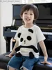 T-shirts Söt tecknad 3D Little Panda T-shirt Kort ärmbarn Barnpojkar och flickor Baby Top Summer Q240218