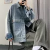 S-3XL denim jaquetas homens outono baggy grandes bolsos estilo coreano streetwear vitalidade bonito bloqueio outwear chique acolhedor lapela ins 240202