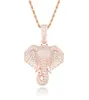 Iced Out Elephant Pendant Halsband för män Luxur Designer Mens Bling Diamond Animal Pendants Gold Silver Rose Gold Chain Necklac2583228