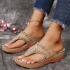 Slippers Low Rubber Flip Flops Big Size Shoes Woman 2024 On A Wedge Soft Pantofle Hawaiian Comfort Slides Casual Hoof Heels