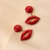 Boucles d'oreilles pendantes 10 paire/lot, accessoires de bijoux à la mode, métal émail, lèvre rouge Sexy