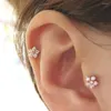 Brincos de zircão piercing jóias de aço inoxidável flores earpiercing cartilagem tragus ear studs
