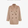 Designer Kvinnor Woolen Coats Brunello Woman Cashmere Double Breasted Brown Long Sleeved Fashion Casual Jackets