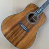 Akustisk gitarr All Koa Wood 6strings Real Abalone Inlay Ebony Fingerboard Support Anpassning Freeshippings