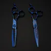 Professionele 6 ''Upscale schaar Blauw Damascus haarschaar kapsel dunner kapper gereedschap knipschaar Kappers 240126