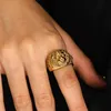 Anillos de sello de cabeza de león de moda para hombres mujeres Bijoux venta al por mayor color oro acero inoxidable pareja joyería fiesta regalo de cumpleaños 240125