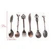 Moules de cuisson 6x Vintage Royal Coffee Spoon Fork Fork Ice Cream Dessert Solatware Spoons