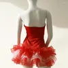 Vestidos casuais senhoras vestido de natal vermelho papai noel trajes vestido de baile fantasia cosplay roupas traje straplerss mini