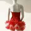 Freizeitkleider Damen Weihnachtskleid Rot Weihnachtsmann Kostüme Ballkleid Fancy Cosplay Kleidung Kostüm Straplerss Mini