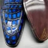 Chaussures habillées Chsue Crocodsile Cuir sBleu Couleur Frosbbing Hommes sMariage sBanquet Gentleman