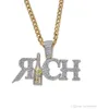 Hip Hop New Rich Bottle Pendant Necklace Lab Diamond Gold Color Bottle Personality Pendant Copper Metal Chain Iced Out3165770