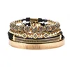 Luxe Goud Gevlochten Verstelbare Armband Heren Mannelijke Kralen Kroon Zwart Zirkoon Bedel Roestvrij Stalen Sieraden Cadeau Valentine039s Day7143246