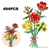 Blöcke Kreative Romantische Sonnenblume Rose Bouquet Bausteine Blume Hause Schreibtisch Pflanze Dekoration Montieren Ziegel Spielzeug Mädchen Erwachsene Geschenk