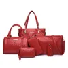Evening Bags Fashion Leather Shoulder Messenger Bag Tote Bolsa 6pcs/Set Women Composite High Quality Ladies Handbag Female Set