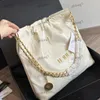 22 torba na śmieci wosk o olej skórzane damskie torba na ramię 33 cm skórzana diament Gingham złota srebrna sprzęt metalowa klamra luksusowa moneta łańcucha urok Crossbody Bag Designer