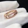 Designer Classic Messikas Series Rose Gold Gold Sliding Move Three Diamond Band Ring Women Personality Jewelry Party Wedding Lovers Gift