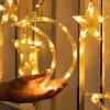 Strings 3.5M Warm White Moon Stars Curtain String Lights Icicle LED Light 8 Modes Waterproof For Room Home Wedding Party Decoration