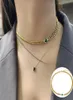 Pendant Necklaces Emerald Green Stone Charm Choker Necklace For Women Stylish Box Chain Adjustable Jewelry Gift Gold Color Curb Cu9087281