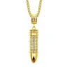 Nya modehalsband Hip Hop Diamond Bullet Head Necklace Pendant CLAVICLE CHAIN ​​GOLD HEALBACE ER CHAIN ​​MENS Hiphop Iced Out Jewelry4420270