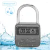 Smart Lock Display LCD Interruptor Temporizador Eletrônico USB Cadeado Recarregável Temporizador de Viagem-Prata