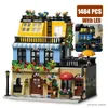 Blocks City Street View Urban Hotel Retro Flower House with LED Light Architecture Building Block Bricks Sets Toys Gift for Girls