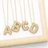 FLOLA Chunky Clear Crystal Initial Necklaces For Women Balloon 26 Letters Custom Name Necklace Gold Plated Jewelry Gifts nkeb798 240202