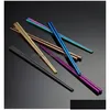 Chopsticks Glossy Titanium Plated Anti Scalting High-klass 304 Rostfritt stål Rainbow Golden Black Square Drop Delivery Home Garden Dheil
