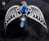 Serdaigle perdre couronne Horcrux bandeaux de mariée Antique argent aigle Animal bleu cristal bandeaux accessoires de cheveux de mariage S9189868204