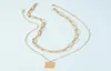 SW127 Punk Style Multi Layer Chunky Thick Chain Choker Necklaces For Women Vintage Gold Color Metal Square Pendant Statement Neck5239869