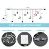 弦3.5m暖かい白い月の星カーテンストリングライトICICLE LEDライト8モード部屋のための防水