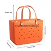 Totes Large Beach Tote Waterproof Washable Rubber Tottes Bag With Multi Holes Stylish Women Handbag For Beach Pool Gym AccessoriesH24219